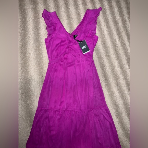NWT DKNY Ruffle-Trim Tiered Gown - Picture 4 of 7